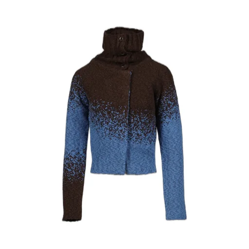 Flow Jaquard Short Cardigan / Blu