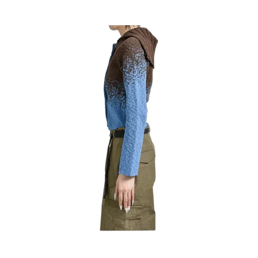 Flow Jaquard Short Cardigan / Blu