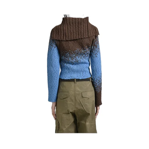 Flow Jaquard Short Cardigan / Blu