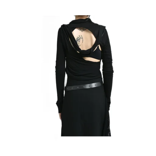 Tied Long Sleeve Top / Black