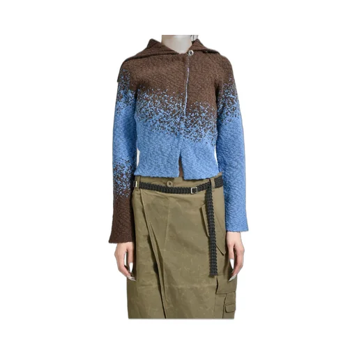 Flow Jaquard Short Cardigan / Blu