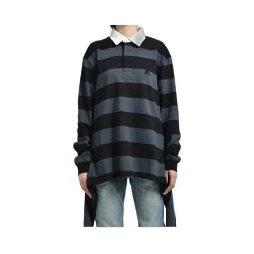 Stripe Trim Rugby Shirt / Cha