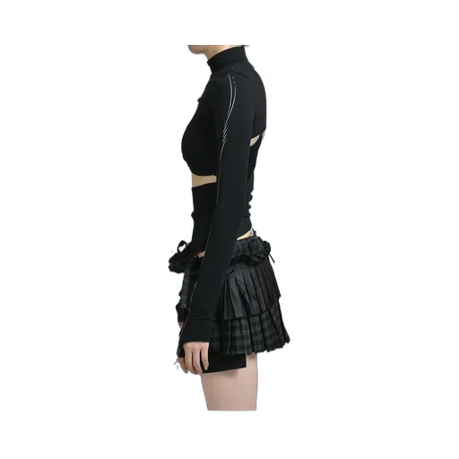 Double Layer Crop Top / Black
