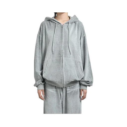 Velour Box Hoodie / Gray