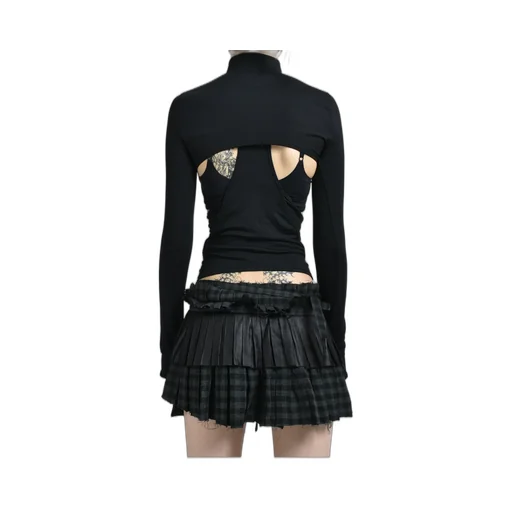 Double Layer Crop Top / Black