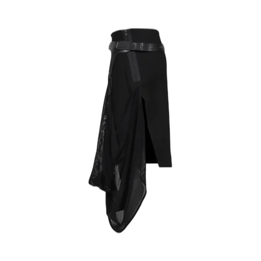 Graphic Wrap Skirt W/ Garter Belt / Blk