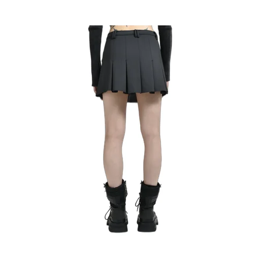 Scuba Neoprene Pleated Mini Skirt / Phantom