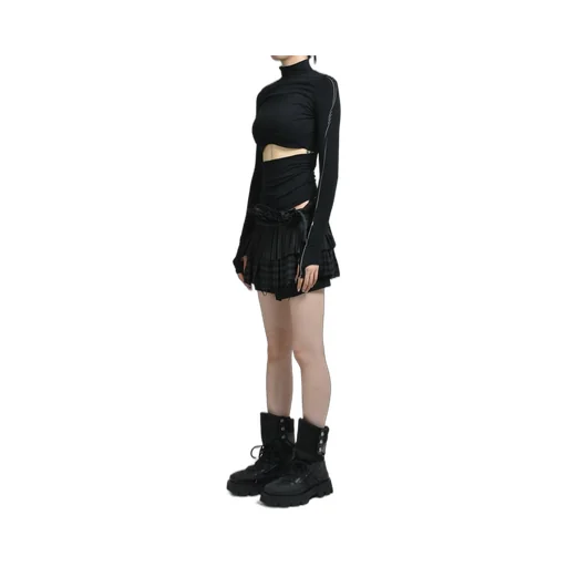 Double Layer Crop Top / Black