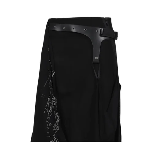 Graphic Wrap Skirt W/ Garter Belt / Blk