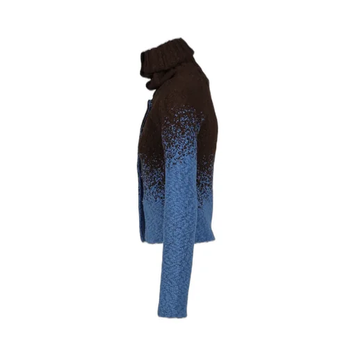 Flow Jaquard Short Cardigan / Blu