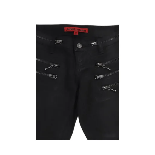 Coated Zip Skinny Jeans / Black
