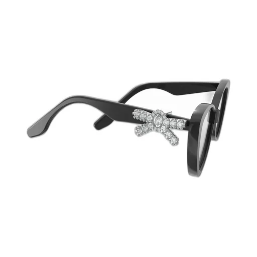 Gemstone Bowknot Glasses Side Bow / Blk