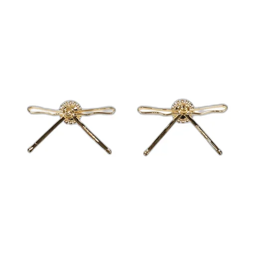 Hair Clip Patchwork Bow Pearl Stud Earrings / Gold