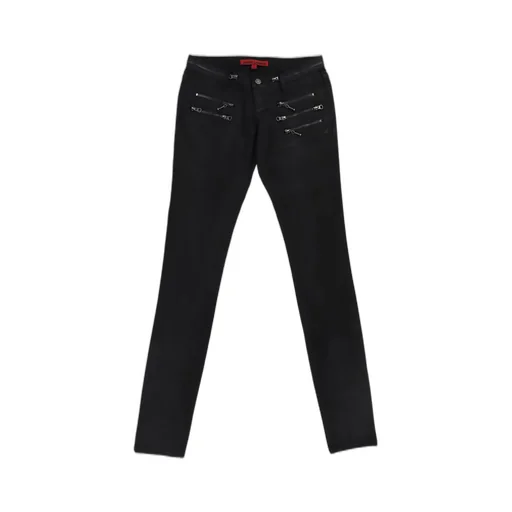 Coated Zip Skinny Jeans / Black
