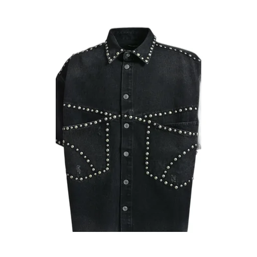 Suicide Studs Denim Shirt / Blk