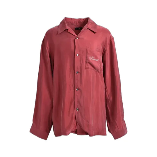 Script Logo Satin Shirt / Wine