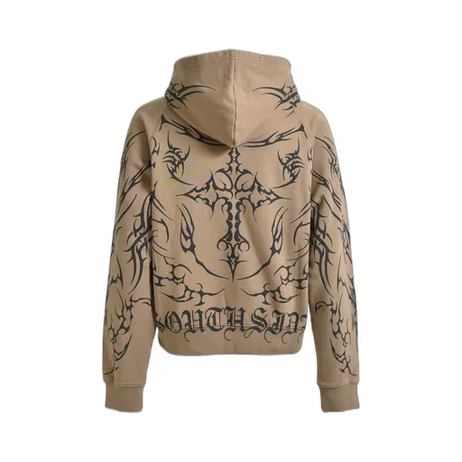 Twin Head Logo Zip Up Hoodie / Dust
