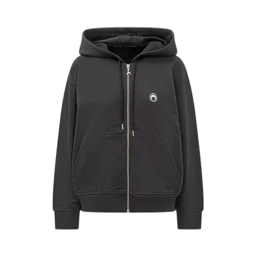 Marine Serre Logo Detail Zip-Up Hoodie