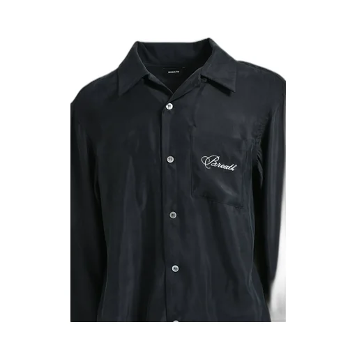 Script Logo Satin Shirt / Black