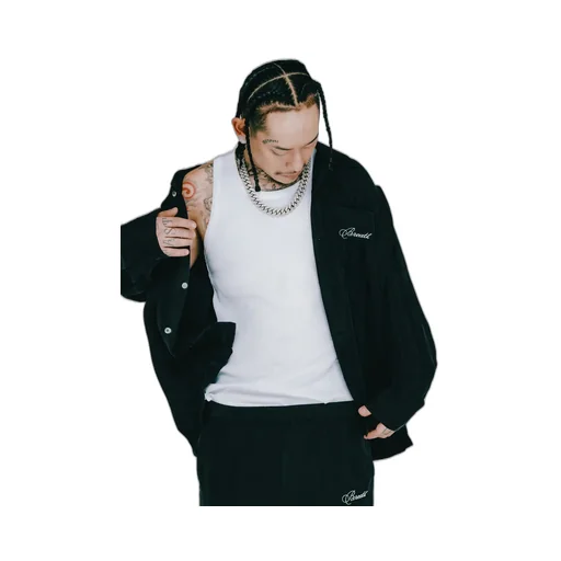 Script Logo Satin Shirt / Black