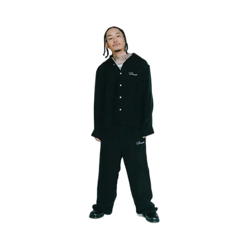 Script Logo Satin Shirt / Black