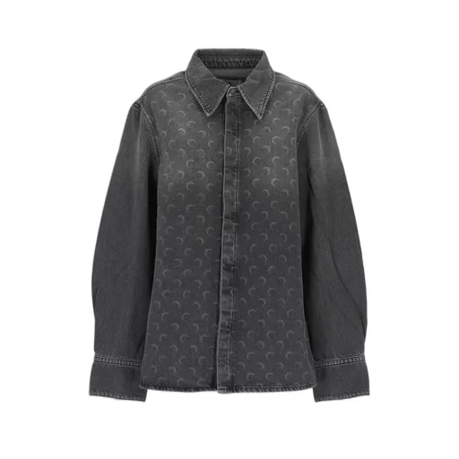 Marine Serre Long-Sleeved Denim Shirt