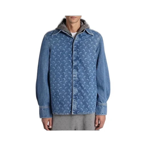 Marine Serre Moon Laser Blue Wash Denim Ls Shirt