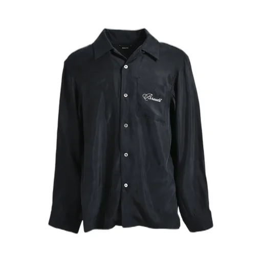 Script Logo Satin Shirt / Black