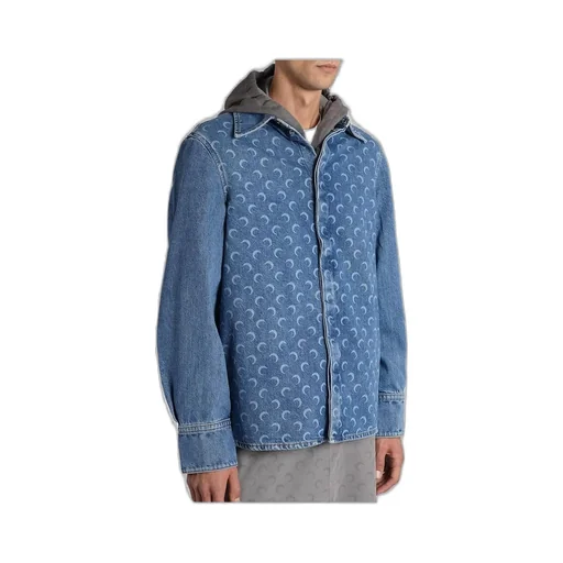 Marine Serre Moon Laser Blue Wash Denim Ls Shirt