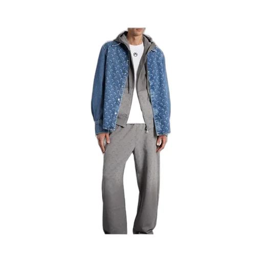 Marine Serre Moon Laser Blue Wash Denim Ls Shirt