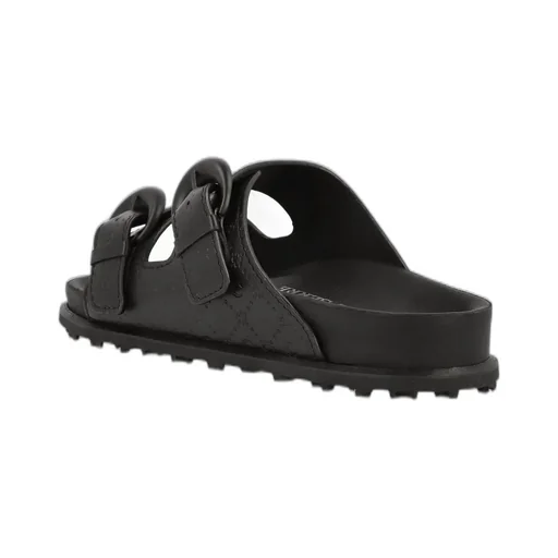 Marine Serre Moonogram-Embossed Double-Strap Slides