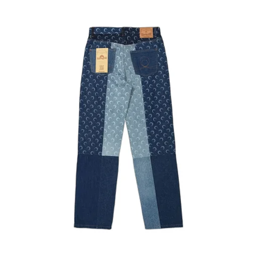 Marine Serre Patchwork Regenerated Denim Slim Fit Pants