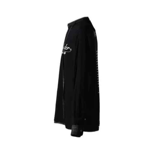 Skelton Layered Check Tie Shirt / Blk&Amp;Gry