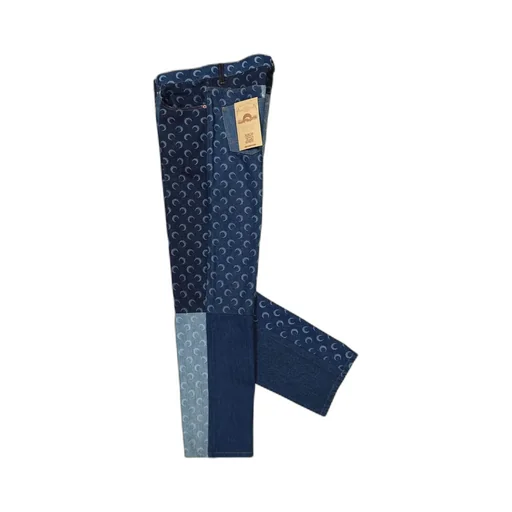 Marine Serre Patchwork Regenerated Denim Slim Fit Pants