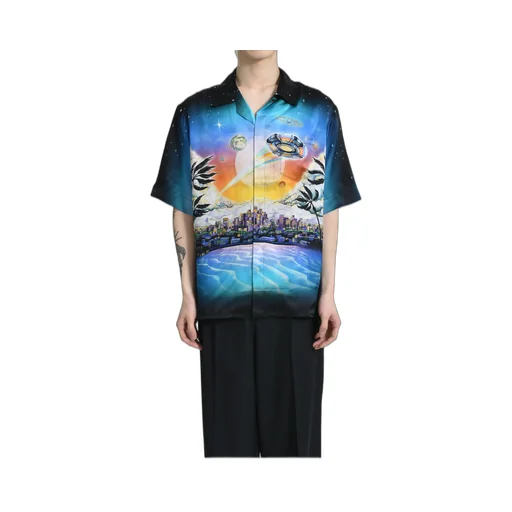 Short Sleeve Cuban Collar Shirt / Blk