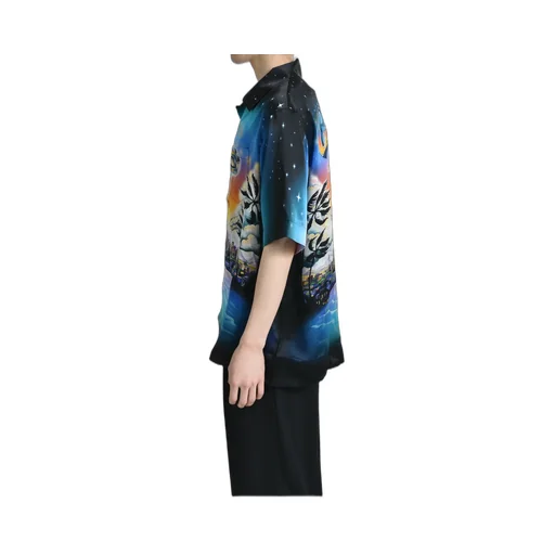 Short Sleeve Cuban Collar Shirt / Blk