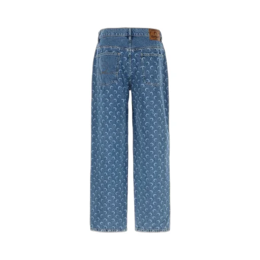 Marine Serre Moon Laser Wash Denim Baggy Jeans