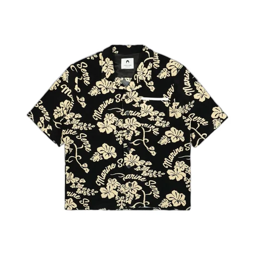 Marine Serre Short Sleeved Jacquard Towels Bowling Shirt