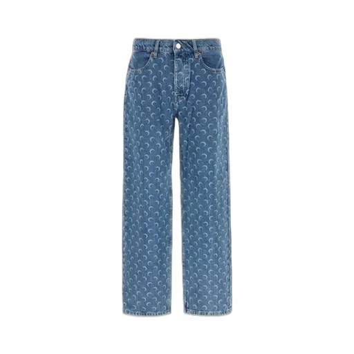 Marine Serre Moon Laser Wash Denim Baggy Jeans