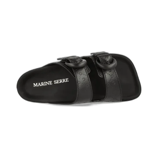 Marine Serre Moonogram-Embossed Double-Strap Slides