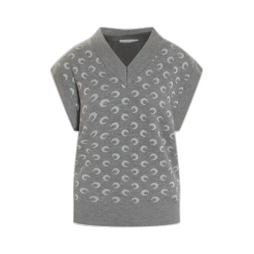 Marine Serre Moon Jacquard V-Neck Knitted Vest