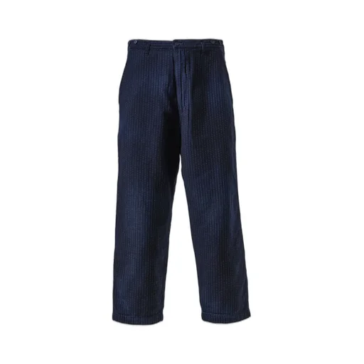 Sashiko Stripe French Wide Pants / Blu
