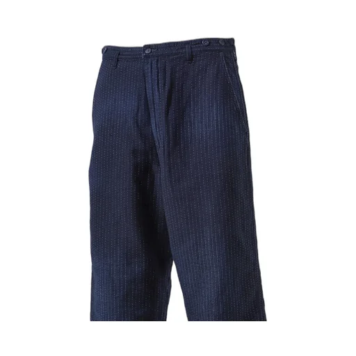 Sashiko Stripe French Wide Pants / Blu