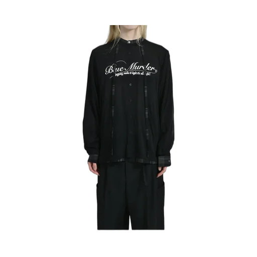 Skelton Layered Check Tie Shirt / Blk&Amp;Gry