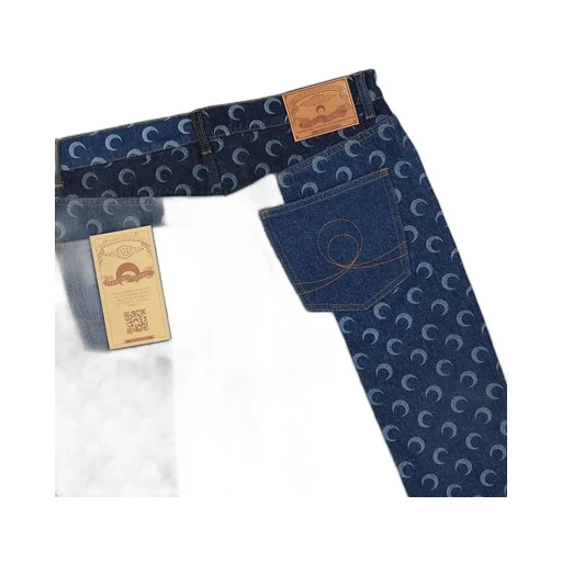 Marine Serre Patchwork Regenerated Denim Slim Fit Pants
