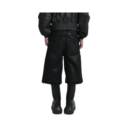 Double Layered Baggy Denim / Waxed Blk