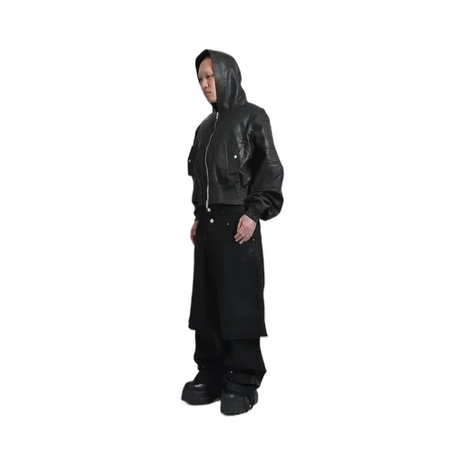 Double Layered Baggy Denim / Waxed Blk