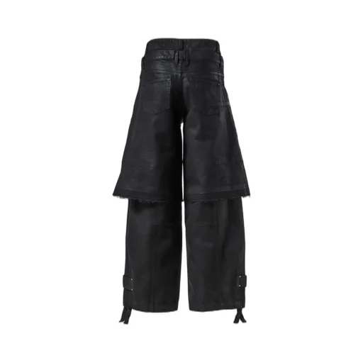 Double Layered Baggy Denim / Waxed Blk