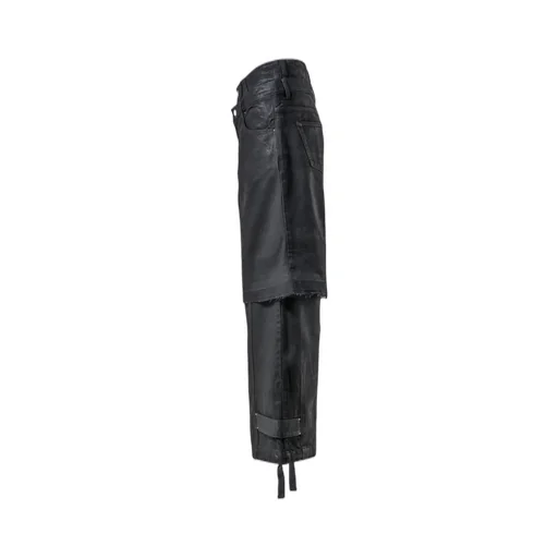 Double Layered Baggy Denim / Waxed Blk