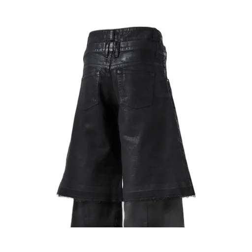 Double Layered Baggy Denim / Waxed Blk